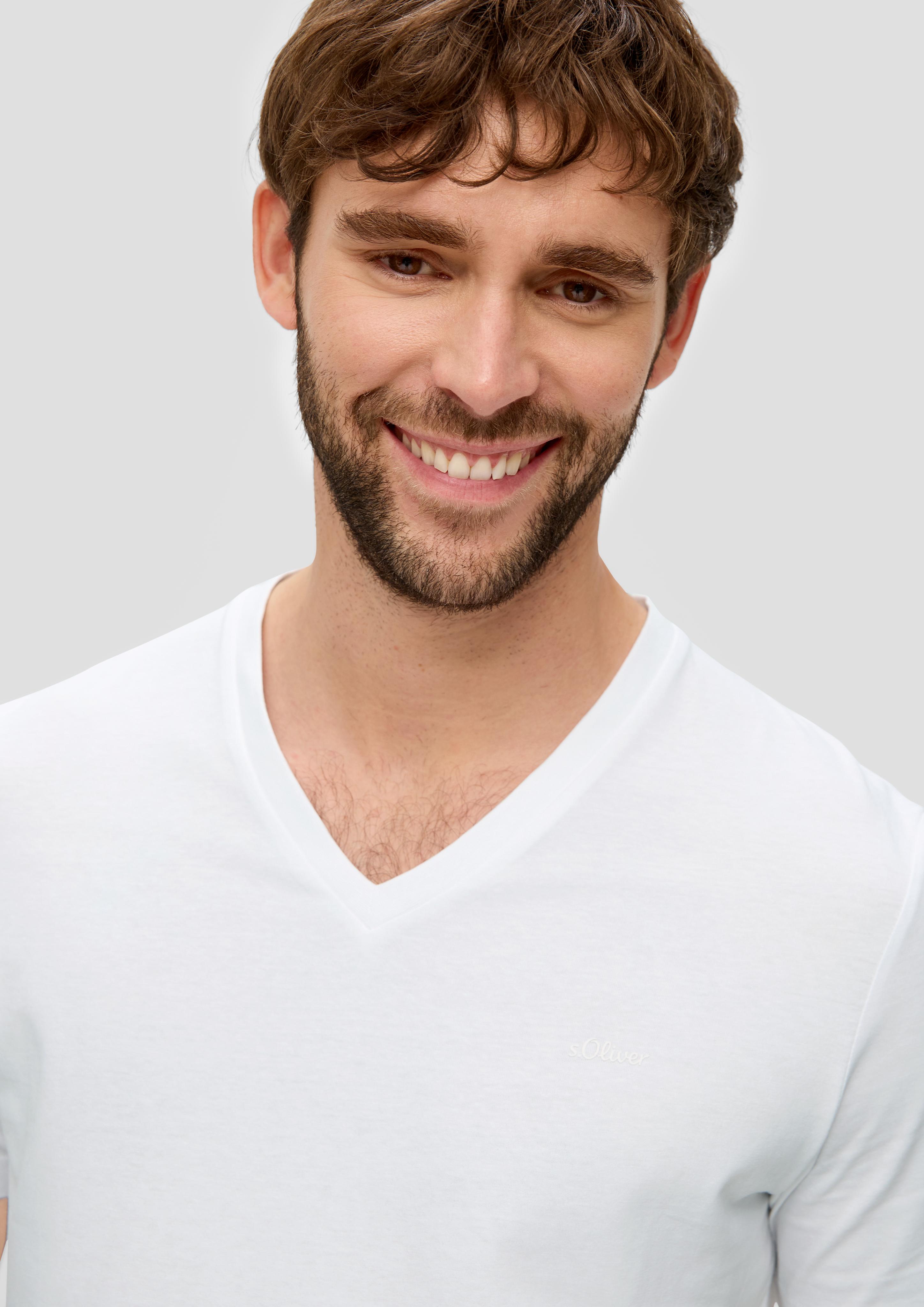 Baumwollshirt mit V-Ausschnitt  2143913-0100