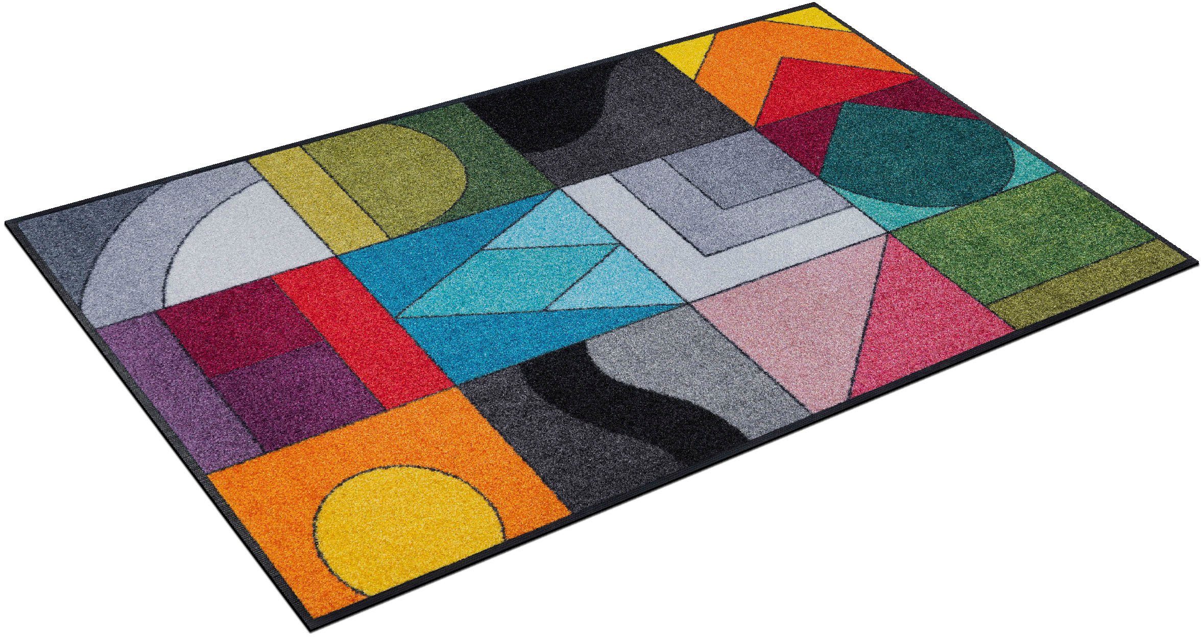 Teppich Momix, wash+dry by Kleen-Tex, rechteckig, Höhe: 7 mm, modernes Patchwork Design, rutschhemmend, waschbar