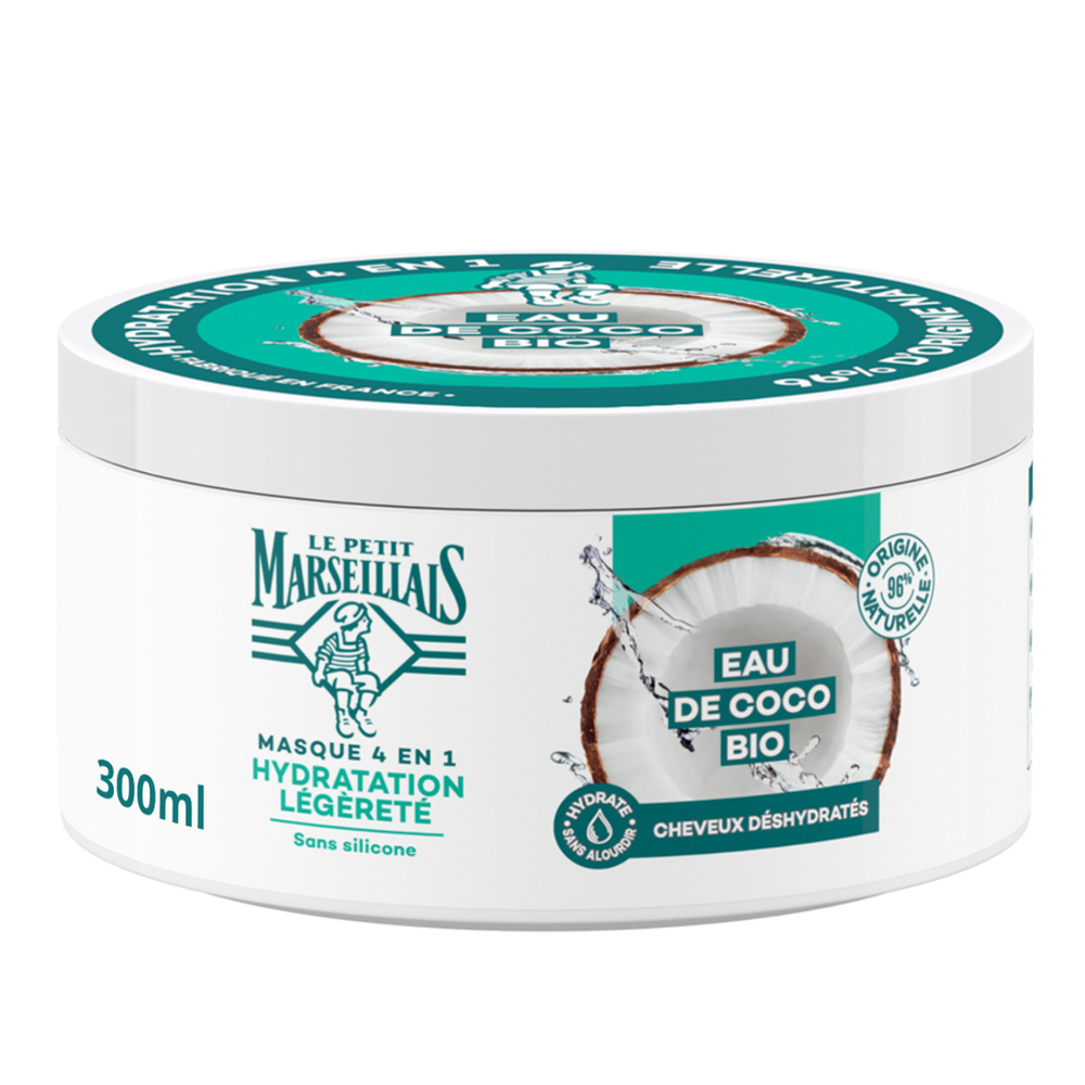 le petit marseillais Masque Hydratation Intense pour Cheveux, Infusion Calendula & Eau de Coco Masque
