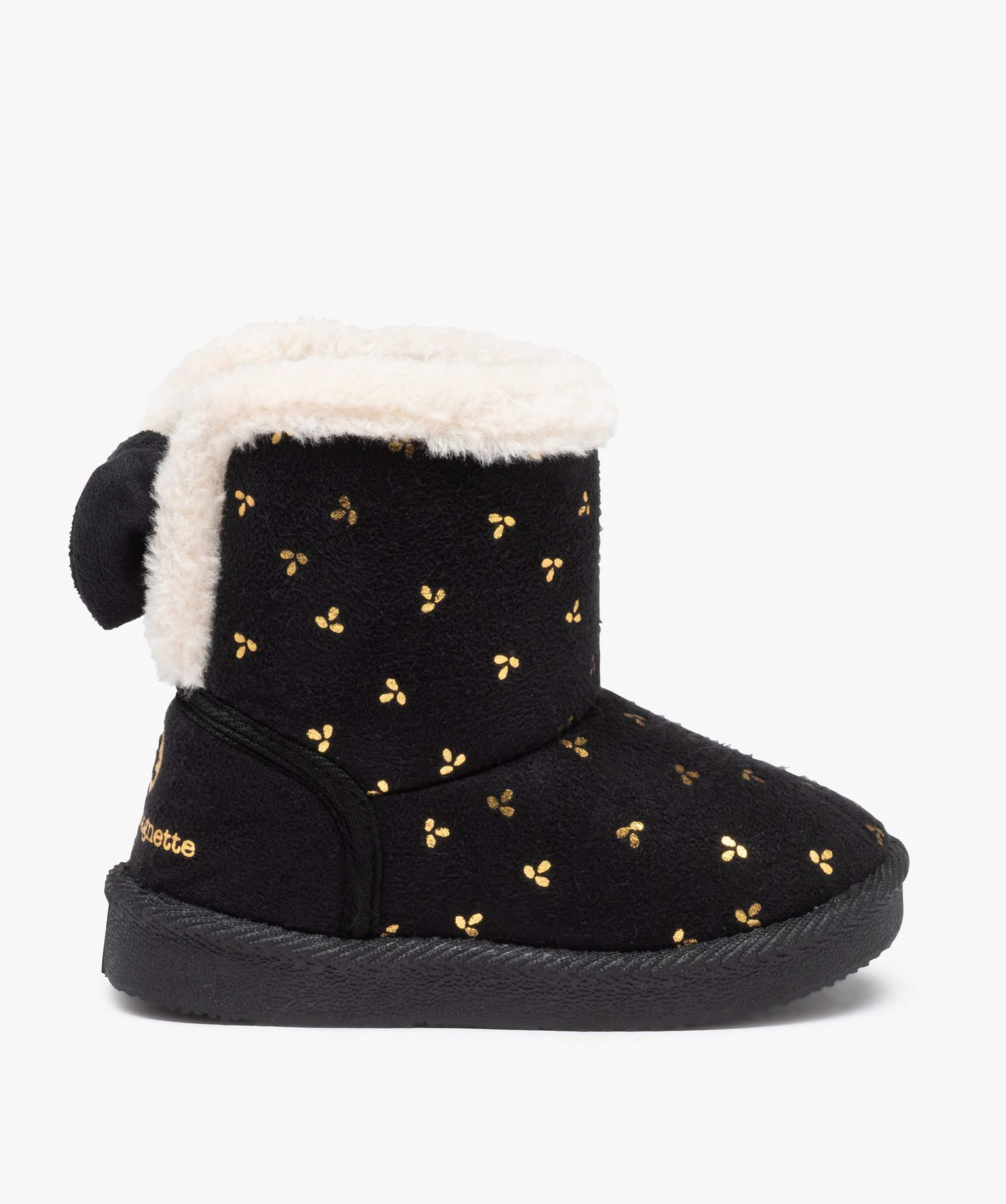 Boots fourrées fille en suédine motif métallisé - LuluCa... noir | GEMO