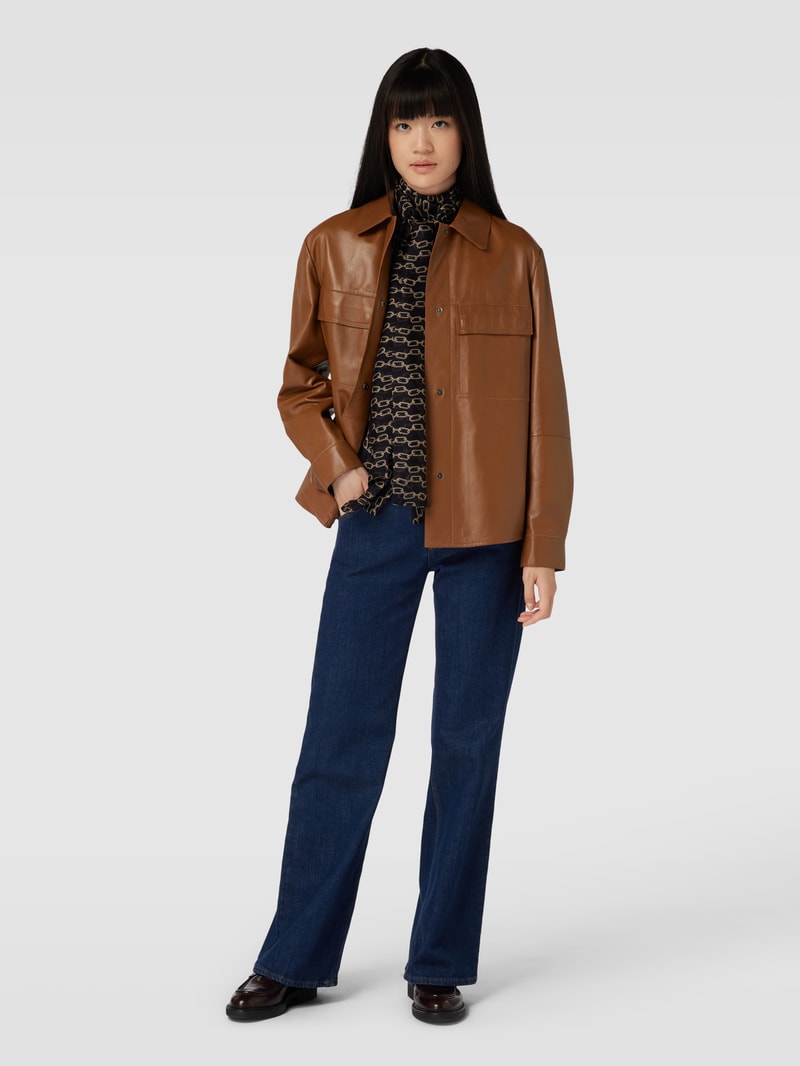 Hemdjacke aus Lammleder Modell 'CLASSE' in haselnuss braun