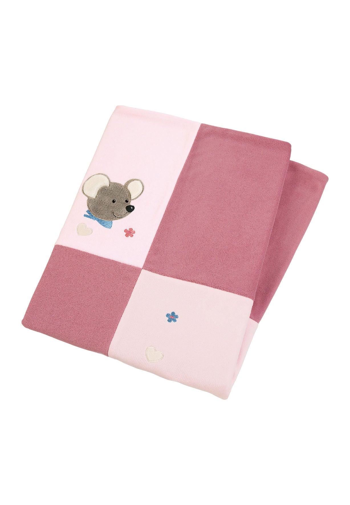 Schmusedecke Maus Mabel aus Microfleece in Rosa