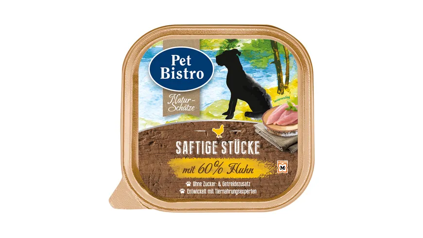 Pet Bistro Hundenassfutter Naturschätze - Saftige Stücke mit 60% Huhn 300 g