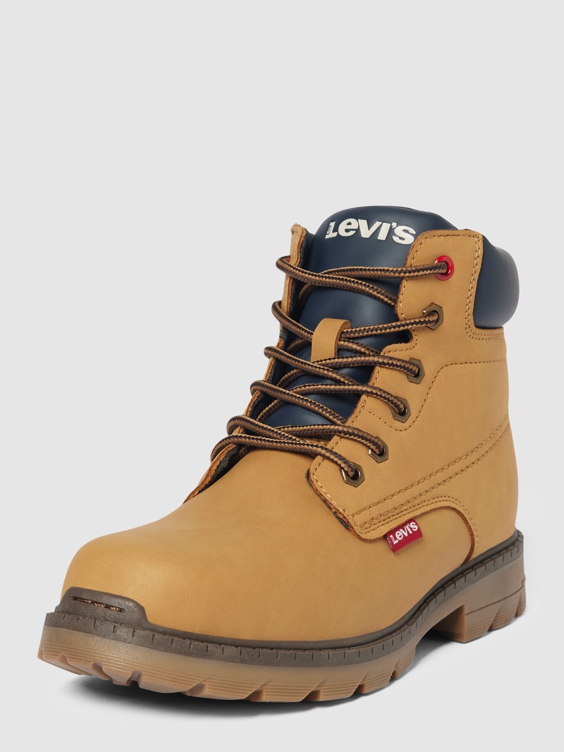 Schnürboots mit Label-Details Modell 'NEW FORREST' in camel