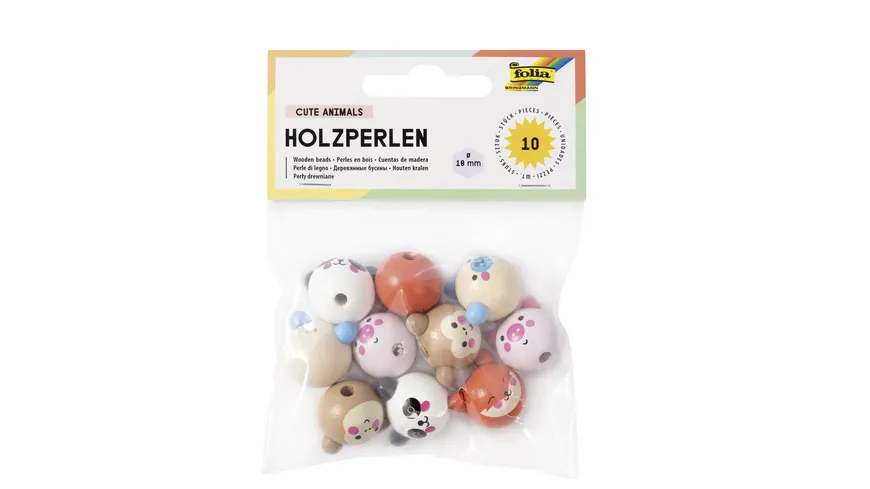 FOLIA Holzperlen CUTE ANIMALS sortiert