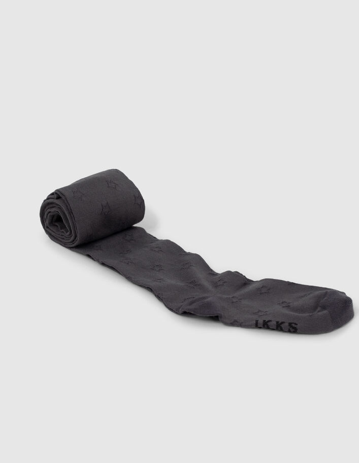 Collants gris tricot ajouré motifs étoiles fille