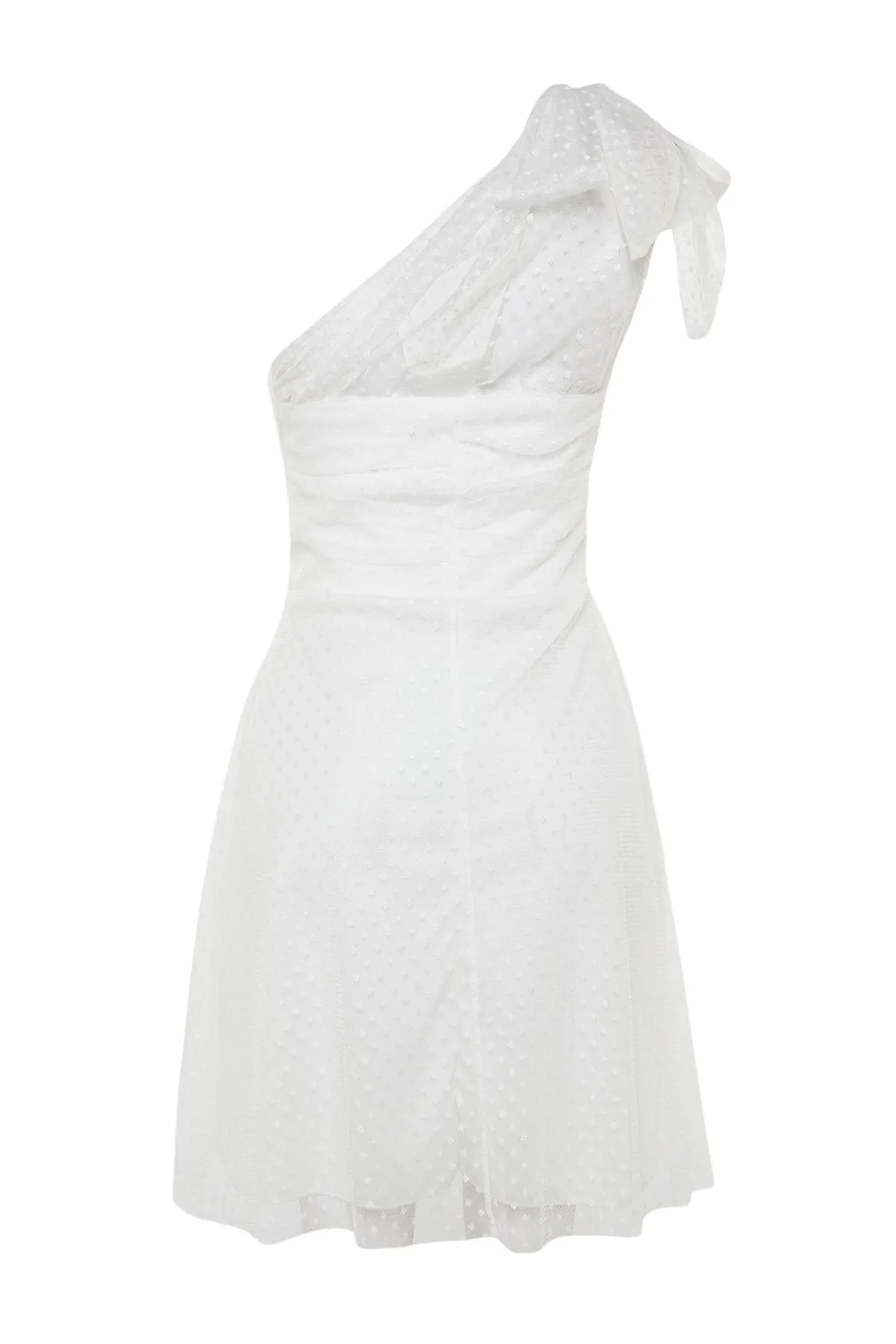 Trendyol Collection  Weißes, offenes Taillen-/Skater-gefüttertes Tüll-Hochzeits-/Hochzeits-Elegantes Abendkleid TPRSS23EL00386