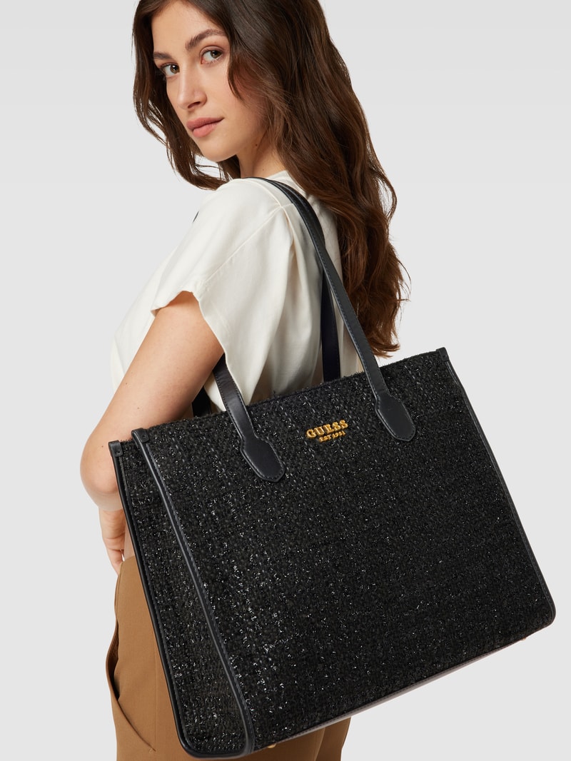 Tote Bag in Bouclé-Optik Modell 'SILVANA' in schwarz