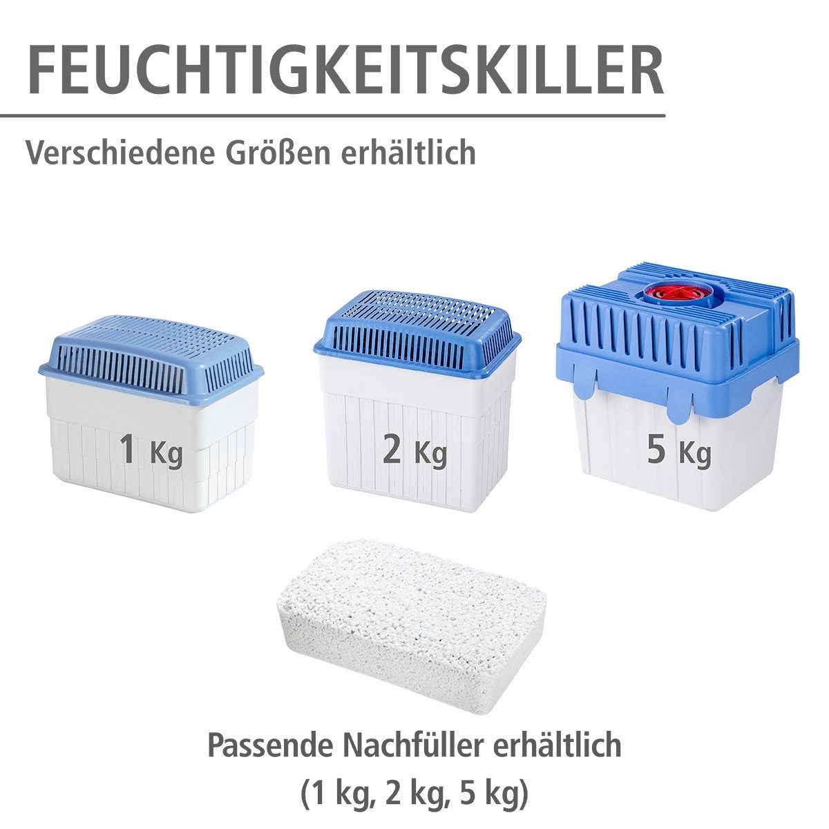 WENKO Luftentfeuchter Feuchtigkeitskiller, für 400 m³ Räume, Tank 8 l, inkl. 5 kg Granulat