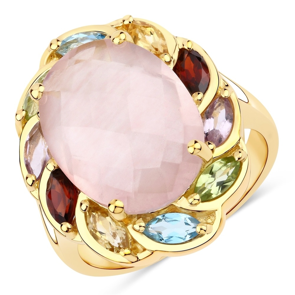 Rafaela Donata Bague Argent sterling Quartz rose en Or jaune Bague