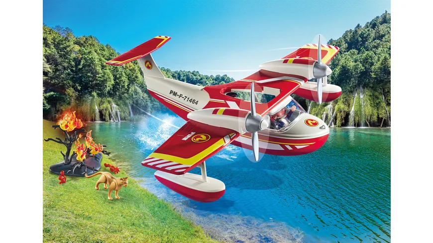 PLAYMOBIL 71463 ACTION HEROES Feuerwehrflugzeug mit Löschfunktion