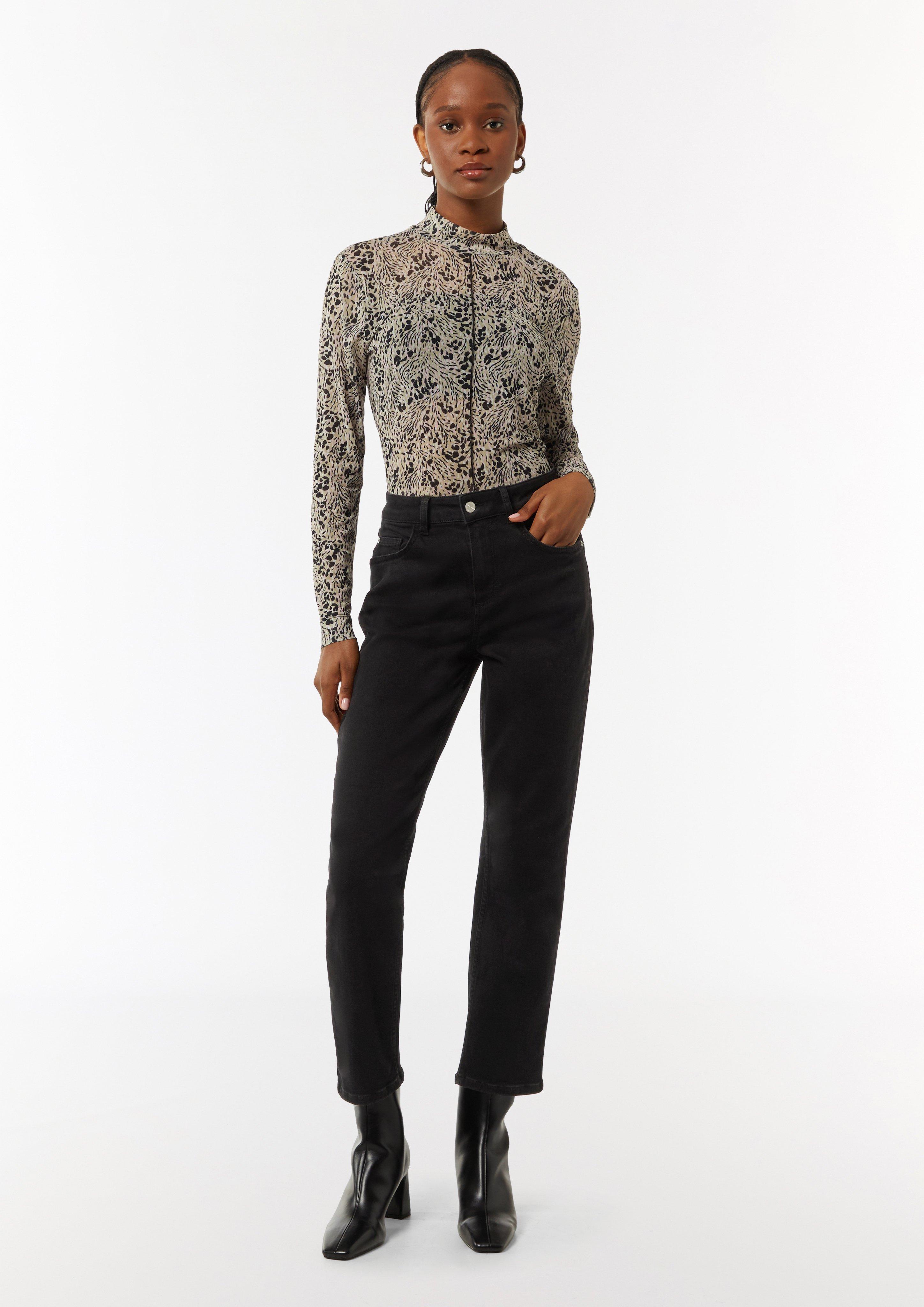 Straight-Leg-Jeans aus Baumwollstretch - schwarz