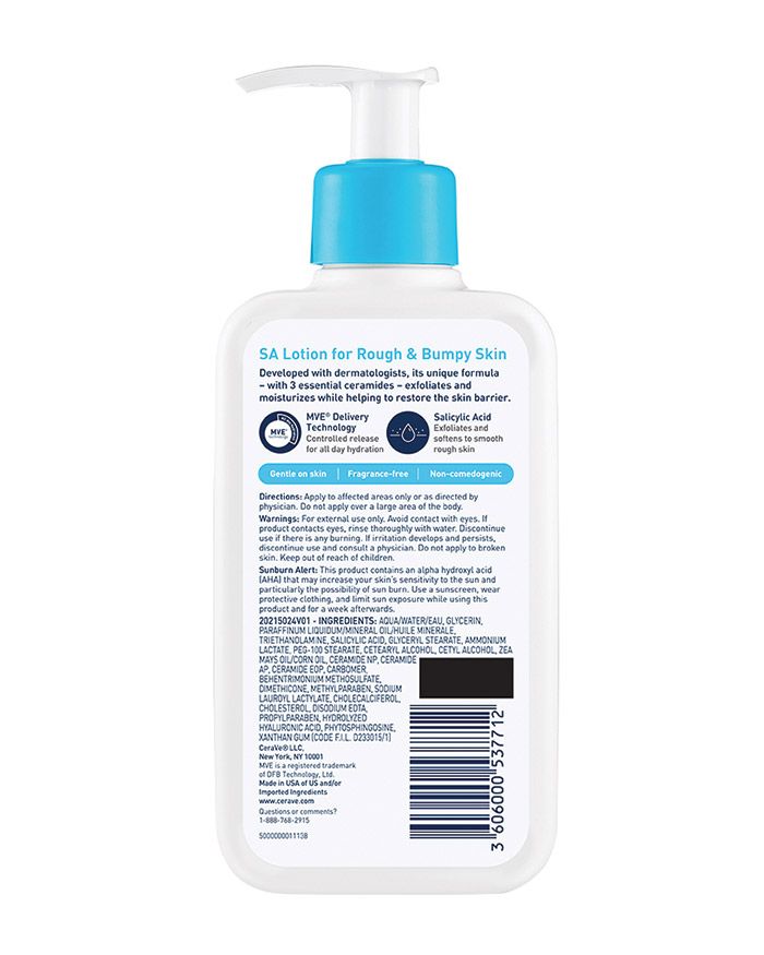Lotion à l'acide salicylique pour peaux rugueuses et granuleuses