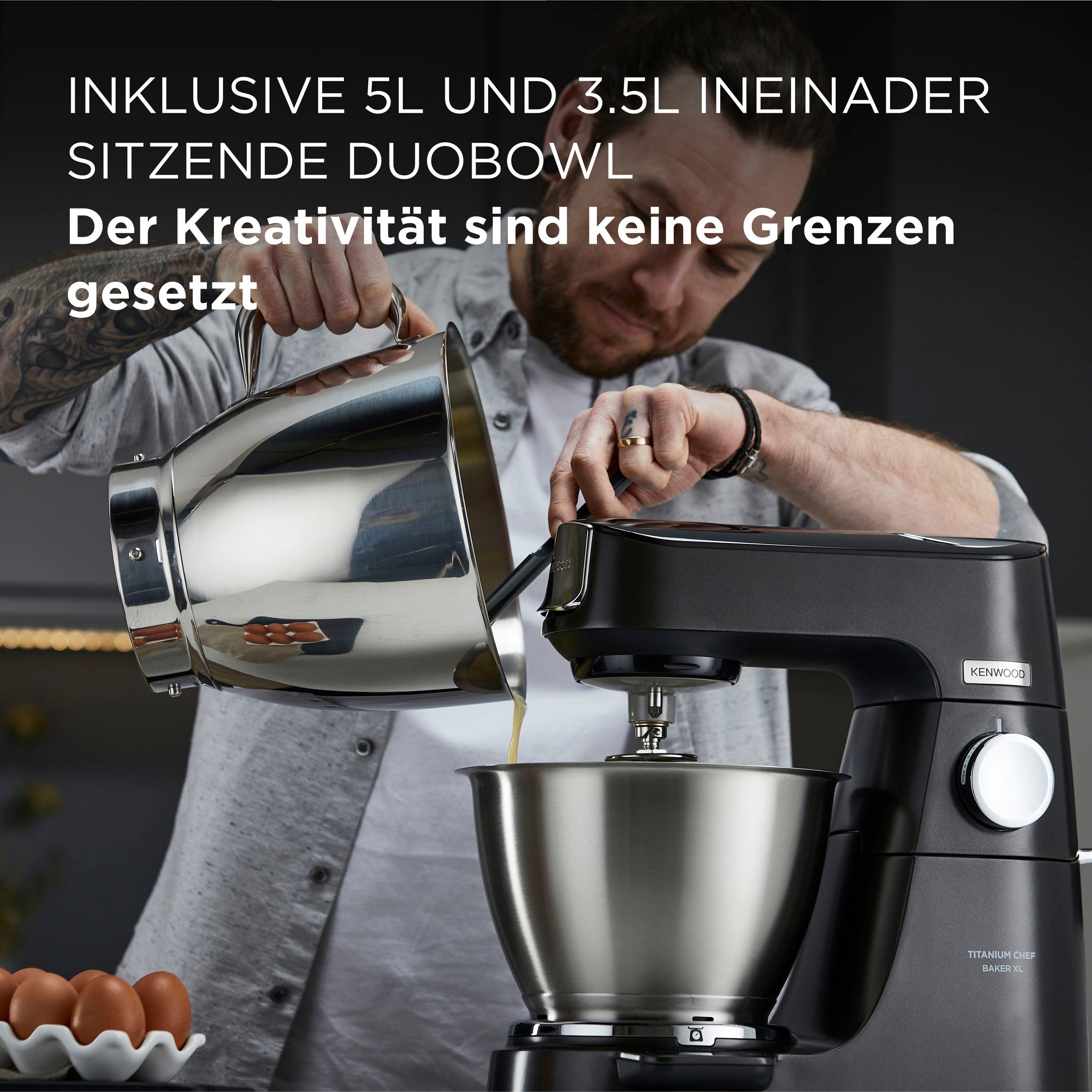 KENWOOD Küchenmaschine Titanium Chef Baker XL KVL85.004BK, Zubehör, Gratis Wert UVP 319,-
