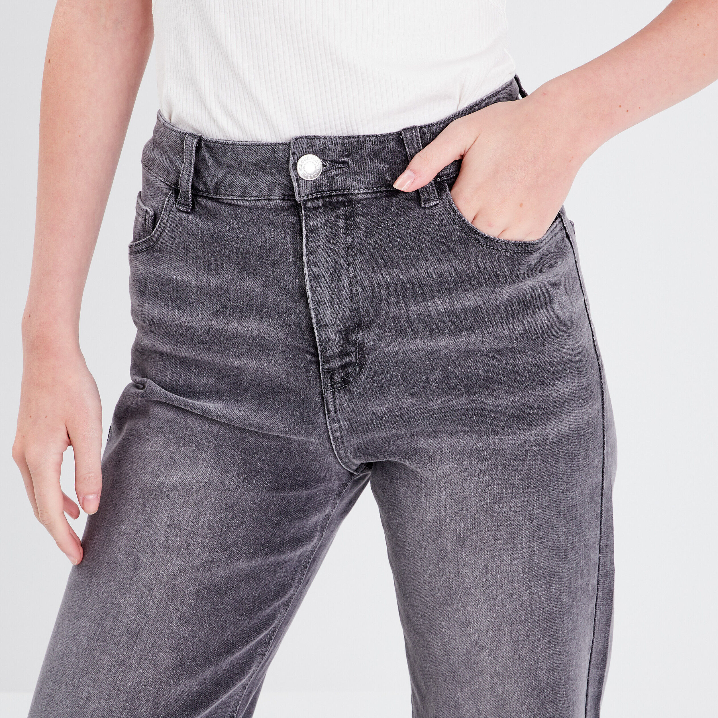Jeans regular denim gris femme | Cache Cache