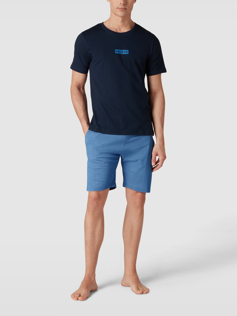 Pyjama-Shorts mit Allover-Muster in hellblau