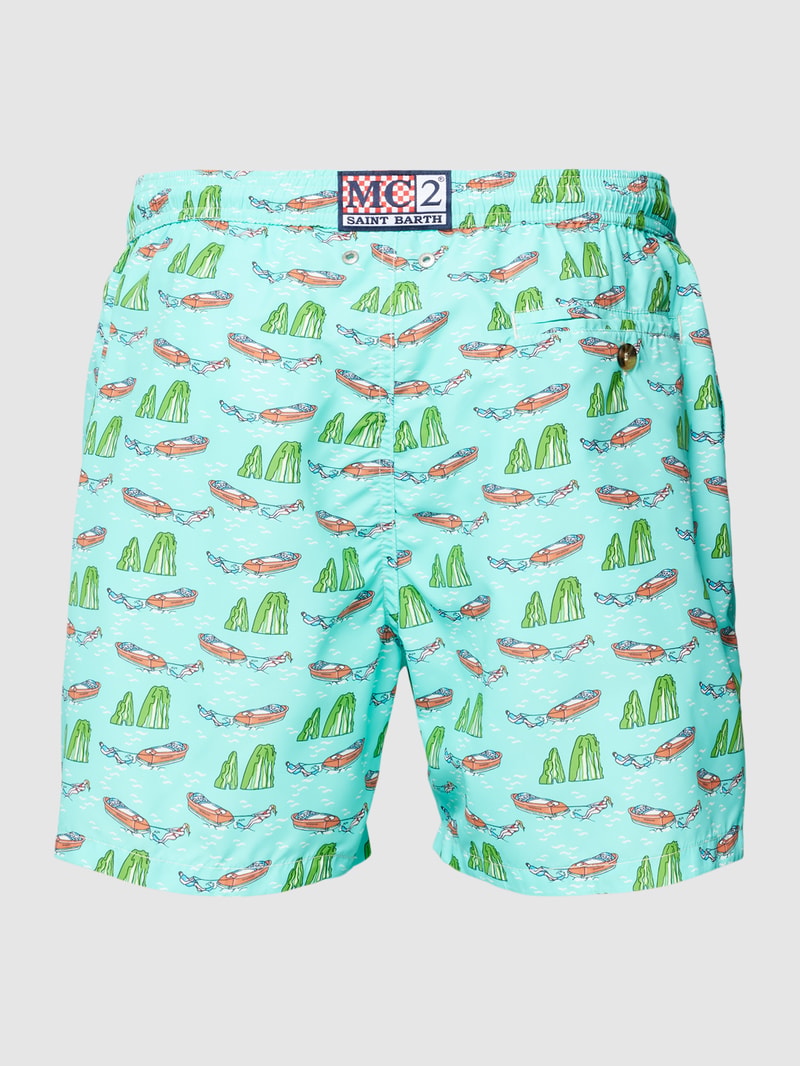Badehose mit Allover-Muster in hellblau