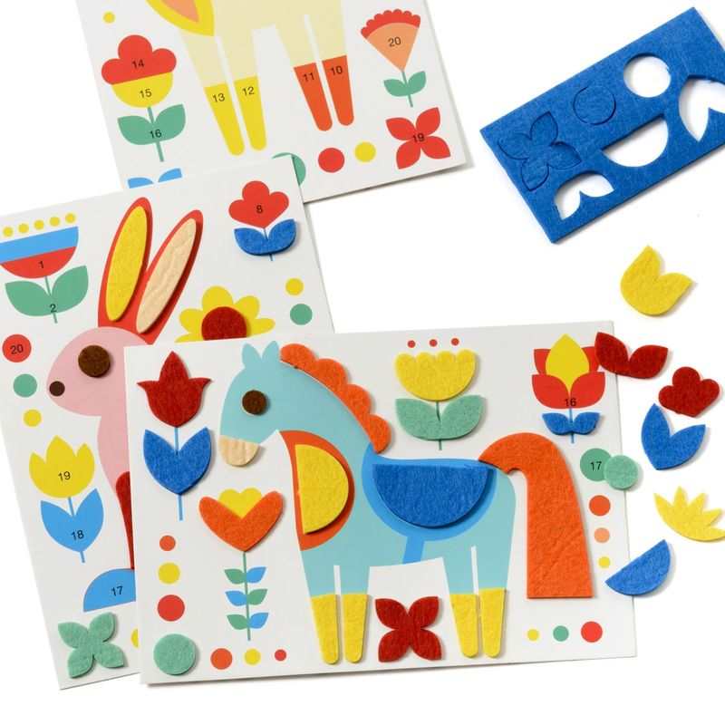 Atelier mosaïques feutrine animaux de la forêt Oxybul