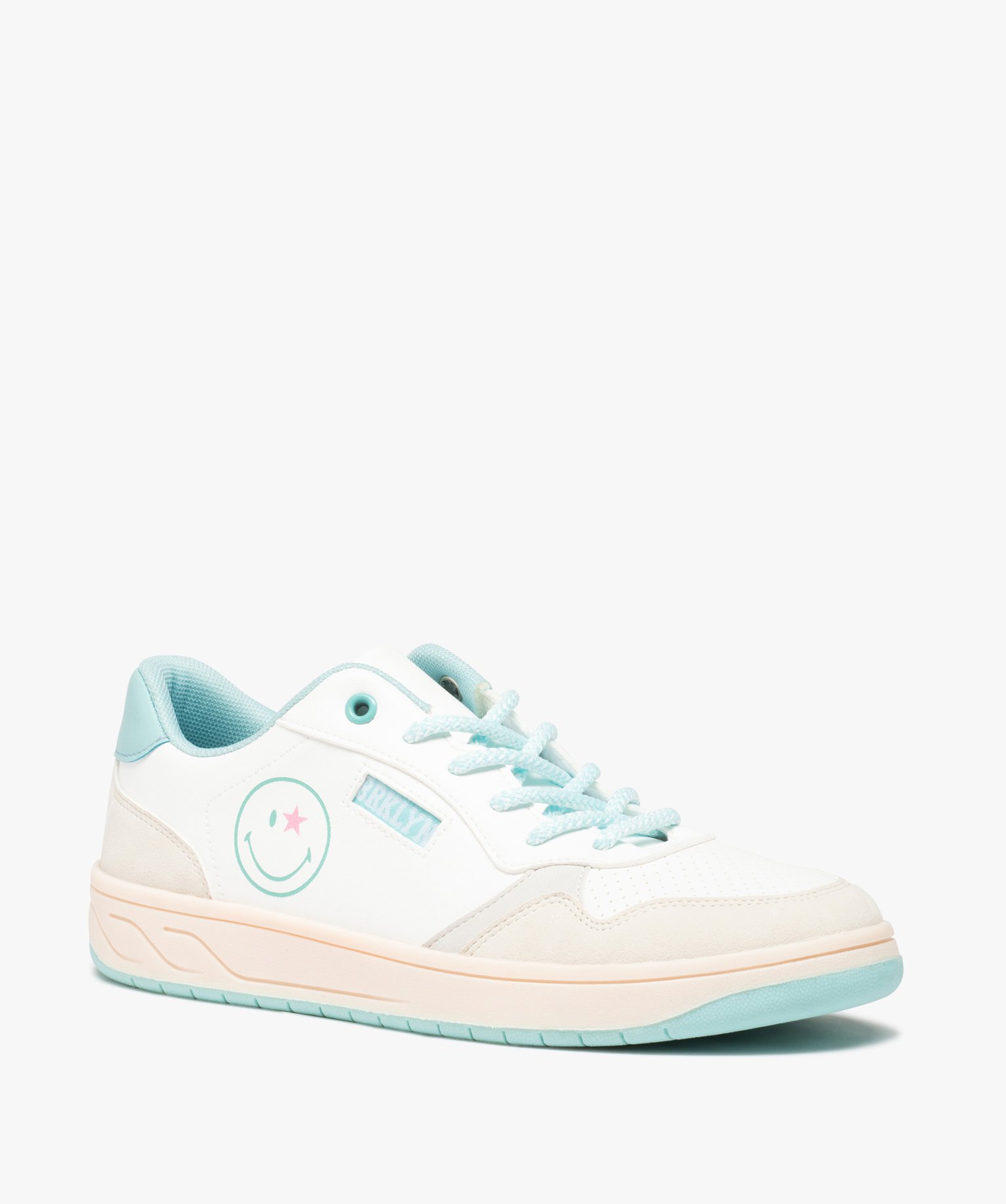 Tennis femme style rétro à lacets – Smiley World blanc | GEMO