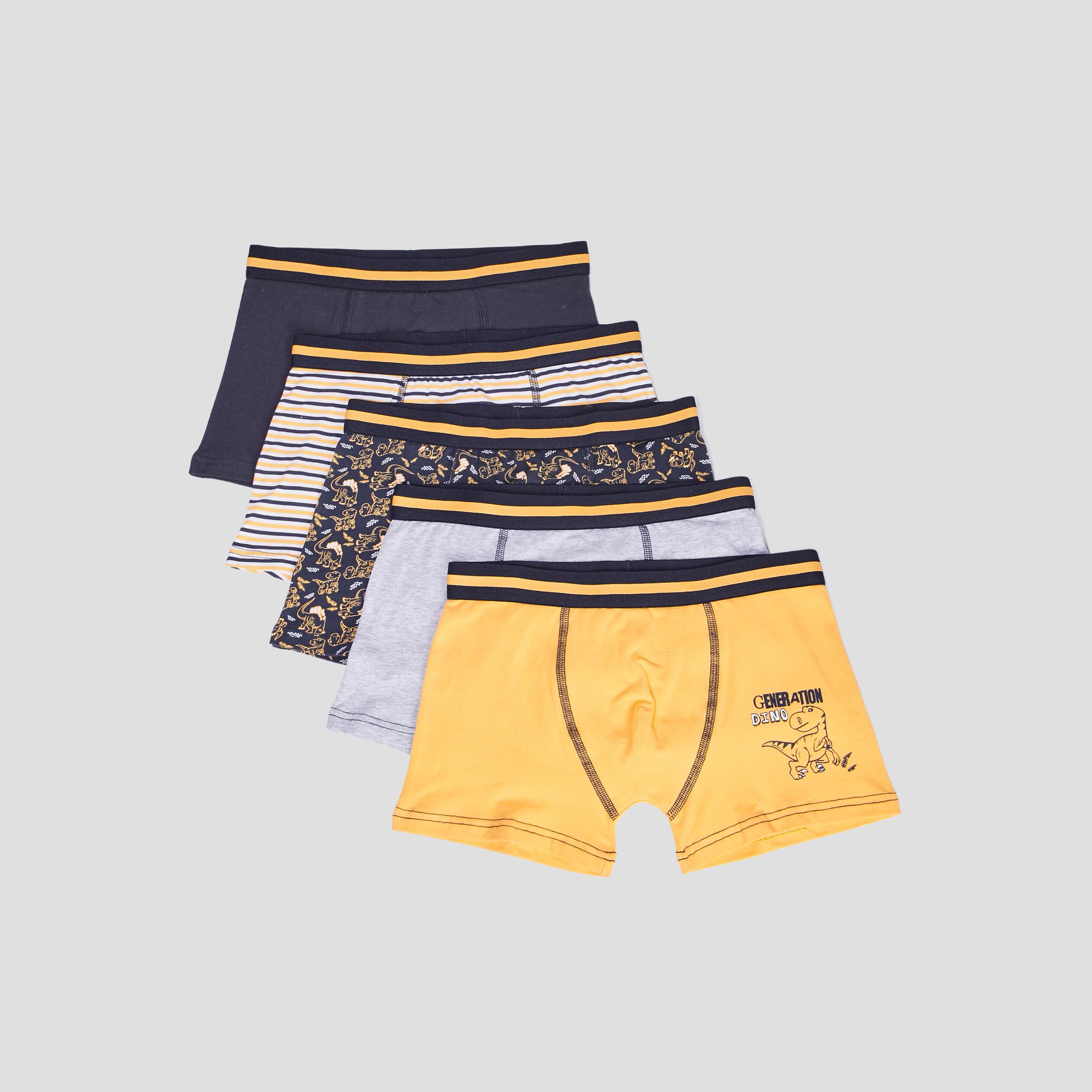 Lot 5 boxers jaune moutarde garçon | La Halle