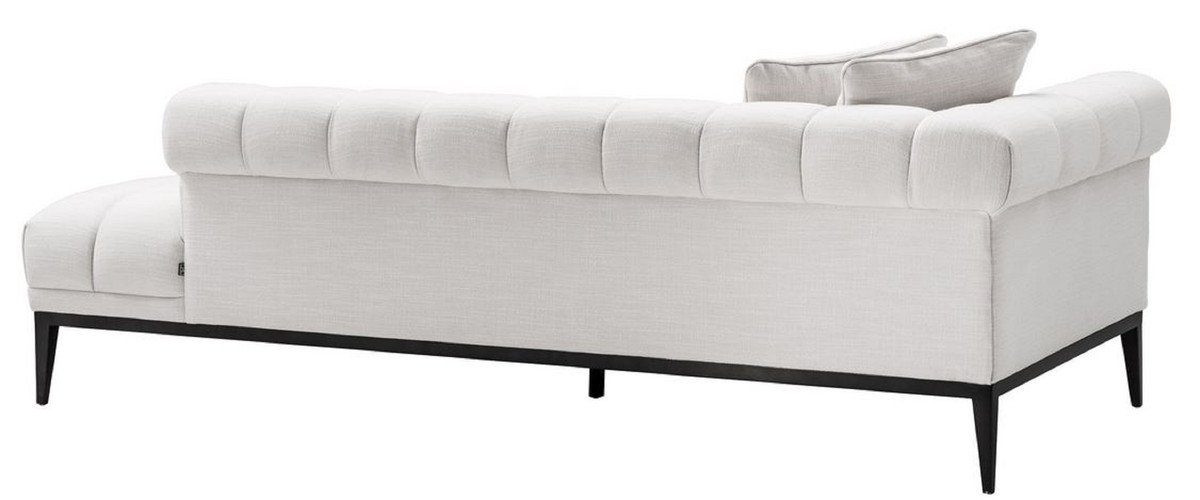 Casa Padrino Loungesofa Luxus Lounge Sofa Weiß / Schwarz 223 x 98 x H. 69 cm - Linksseitiges Wohnzimmer Sofa mit 2 Kissen - Luxus Qualität