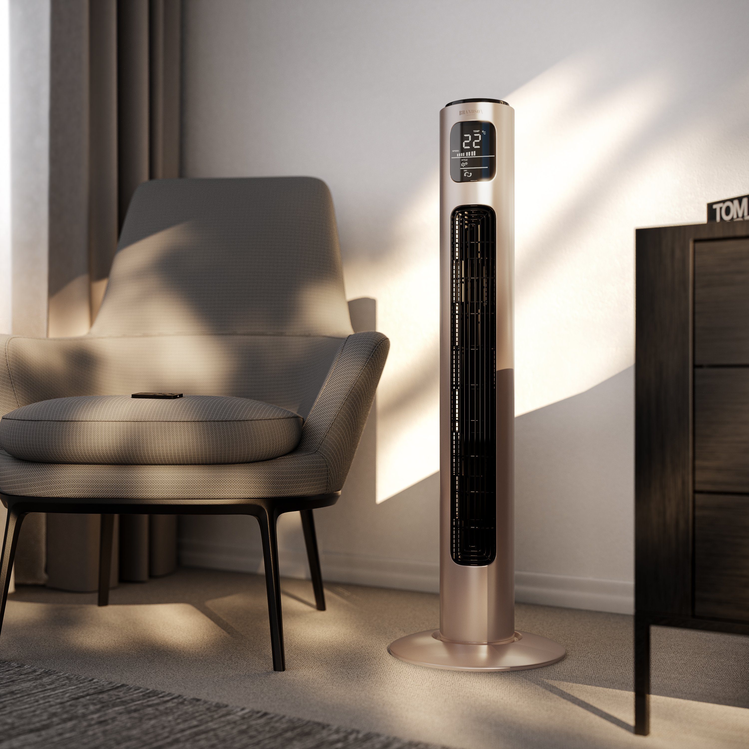 Brandson Turmventilator, Oszillation, Timer, Fernbedienung, Standventilator 96cm Pearl-Rouge