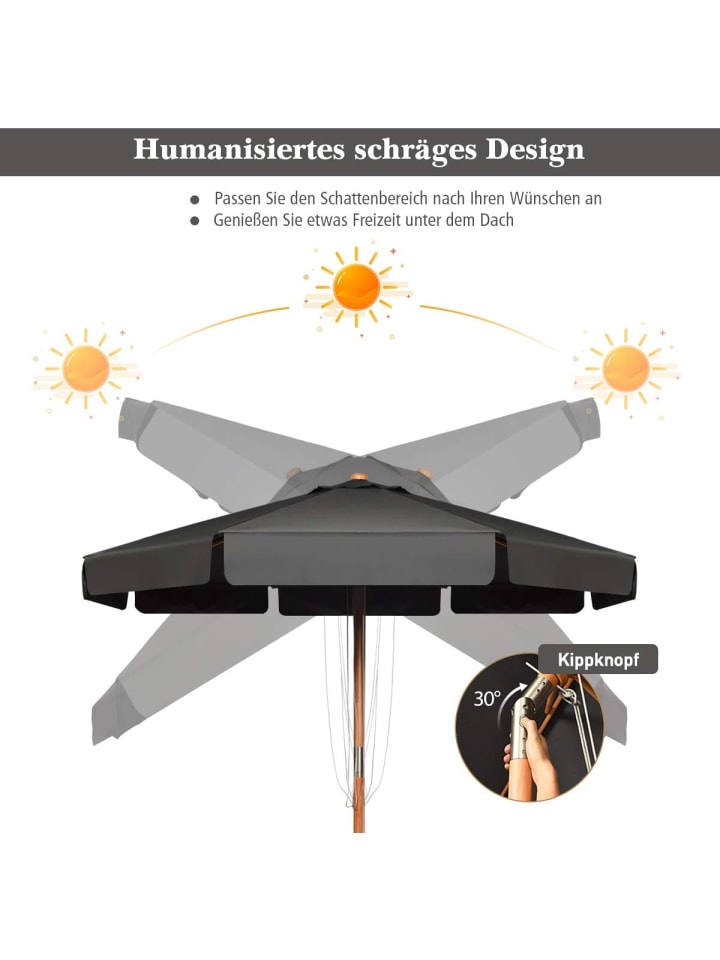 COSTWAY Sonnenschirm Ø300cm in Grau günstig kaufen onesize