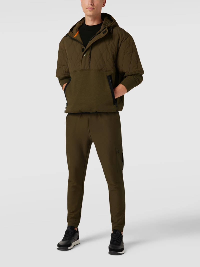 Parka mit Label-Print Modell 'Zequilt' in olivgrün
