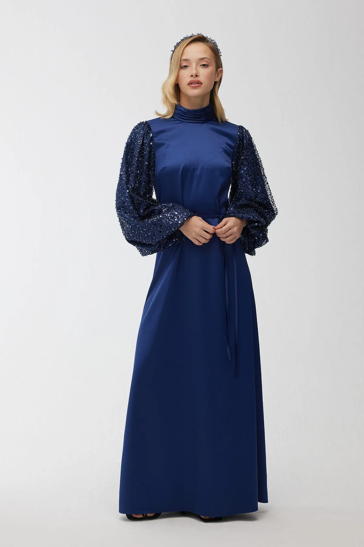 Manuka  Mit Stein besticktes Abendkleid Mitternachtsblau