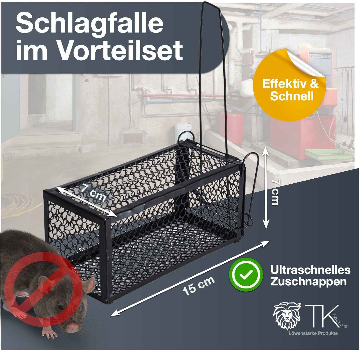 TK Gruppe Lebendfalle 1x Mausefalle Rattenfalle lebend - 25 cm Käfigfalle wiederverwendbar