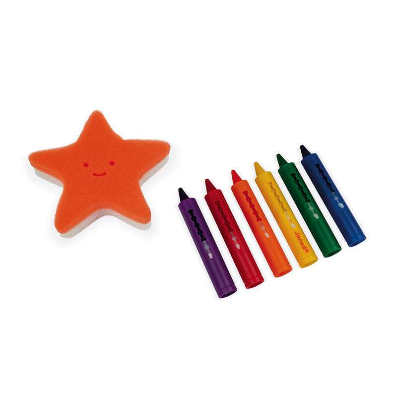 6 crayons de bain et éponge Janod