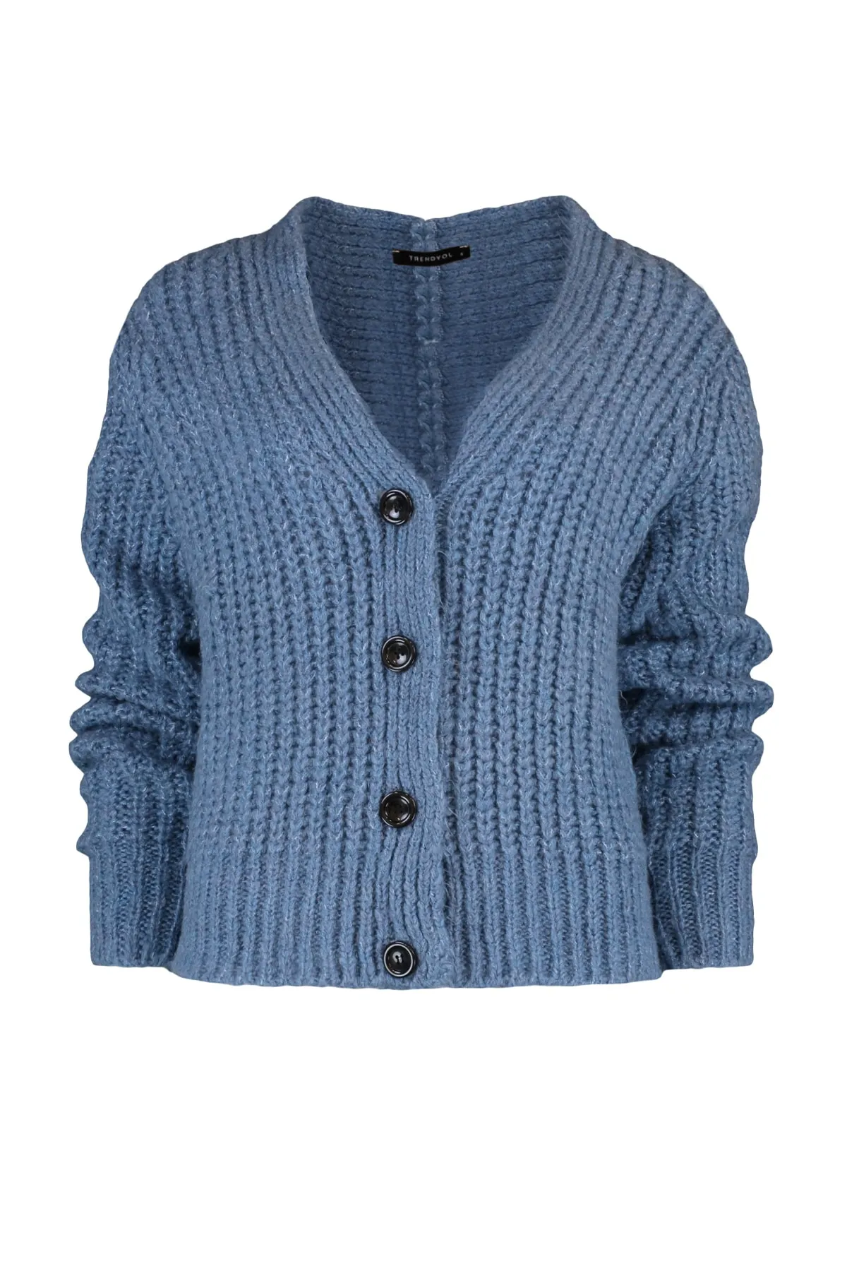 Trendyol Collection  Blaue Basic-Strickjacke mit weicher Struktur TWOAW20HI0214