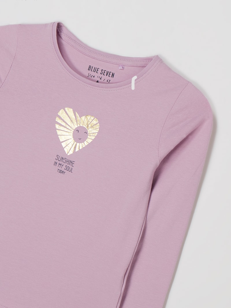 Longsleeve mit Print in flieder