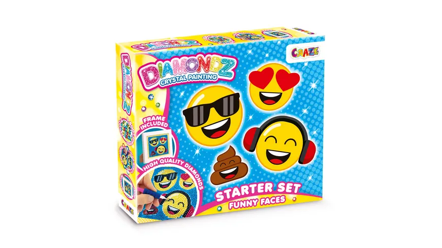 CRAZE DIAMONDZ CRSYTAL PAINTING Starter Set Funny Faces