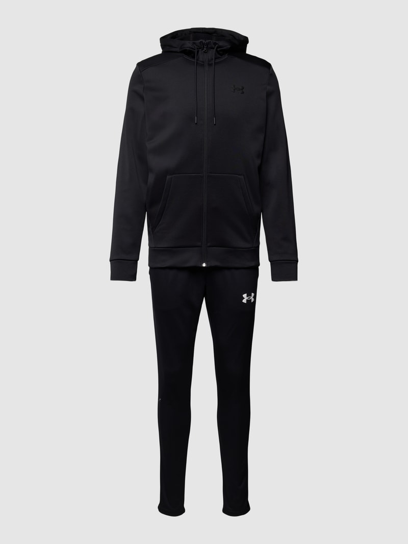 Sweatjacke mit Logo-Detail Modell 'Fleece' in schwarz