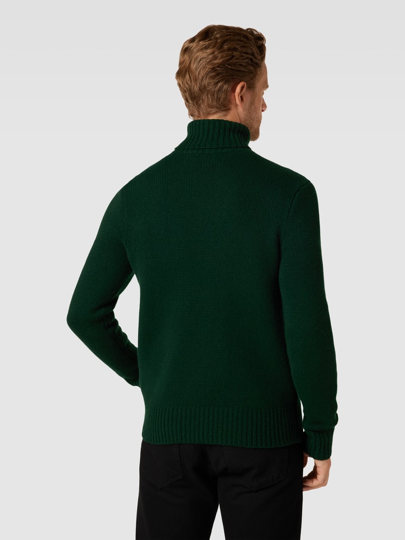 Strickpullover mit Rollkragen in dunkelgrün