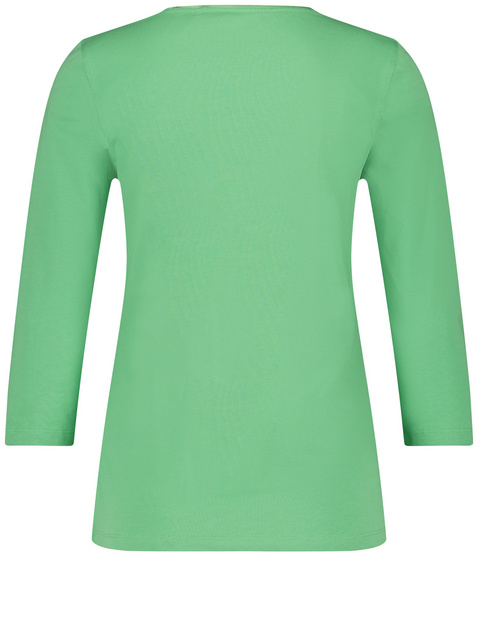 3/4 Arm Shirt mit satinierter Ausschnittblende