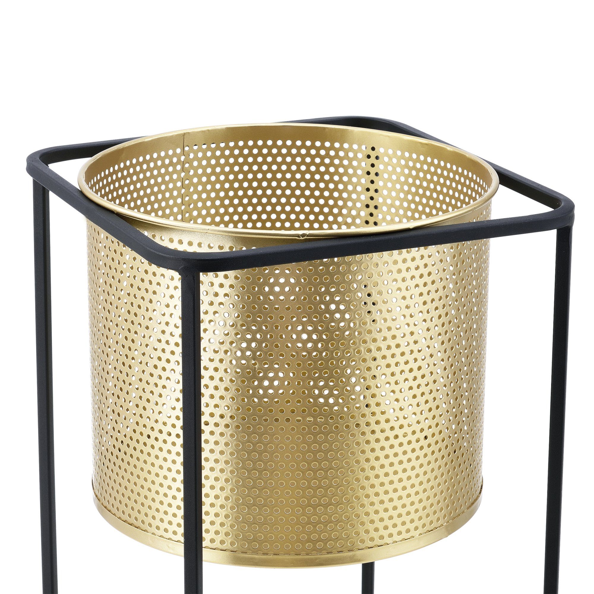 en.casa Blumenständer (Set, 2er), Mettet Pflanzenständer 2er Set Metall Goldfarben/Schwarz