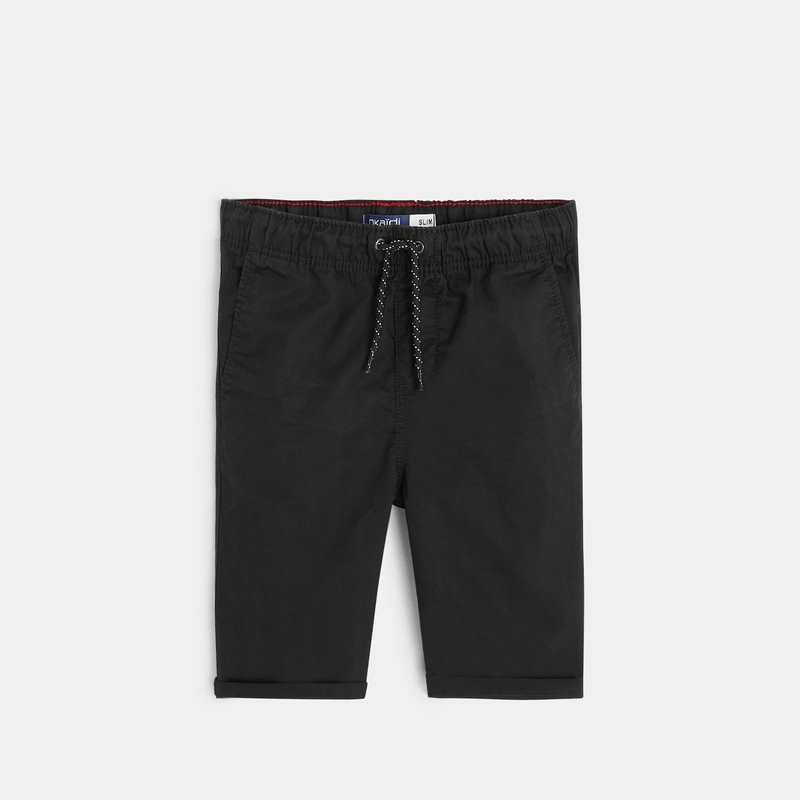 Bermuda slim en toile unie noir garçon