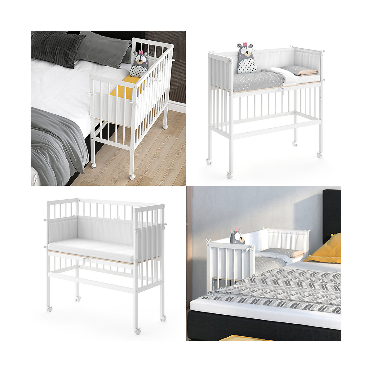 Beistellbett Sophie 93x46x75 Weiß