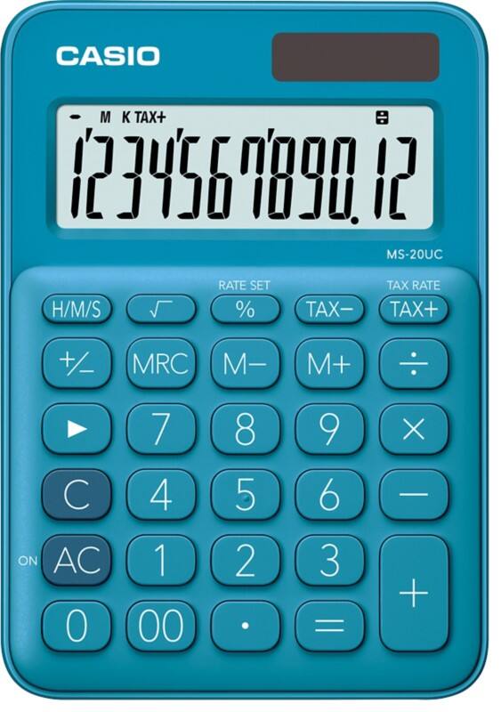 Casio Tischrechner MS-20UC-BU 12-stelliges Display Blau