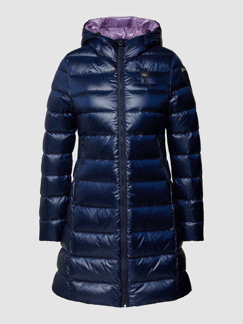 Steppmantel mit Stehkragen in marineblau