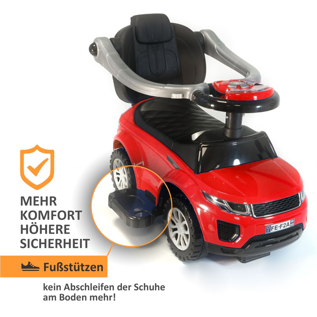 Lemodo Rutschauto mit Schiebestange, Rutschfahrzeug ab 1 Jahr, rot