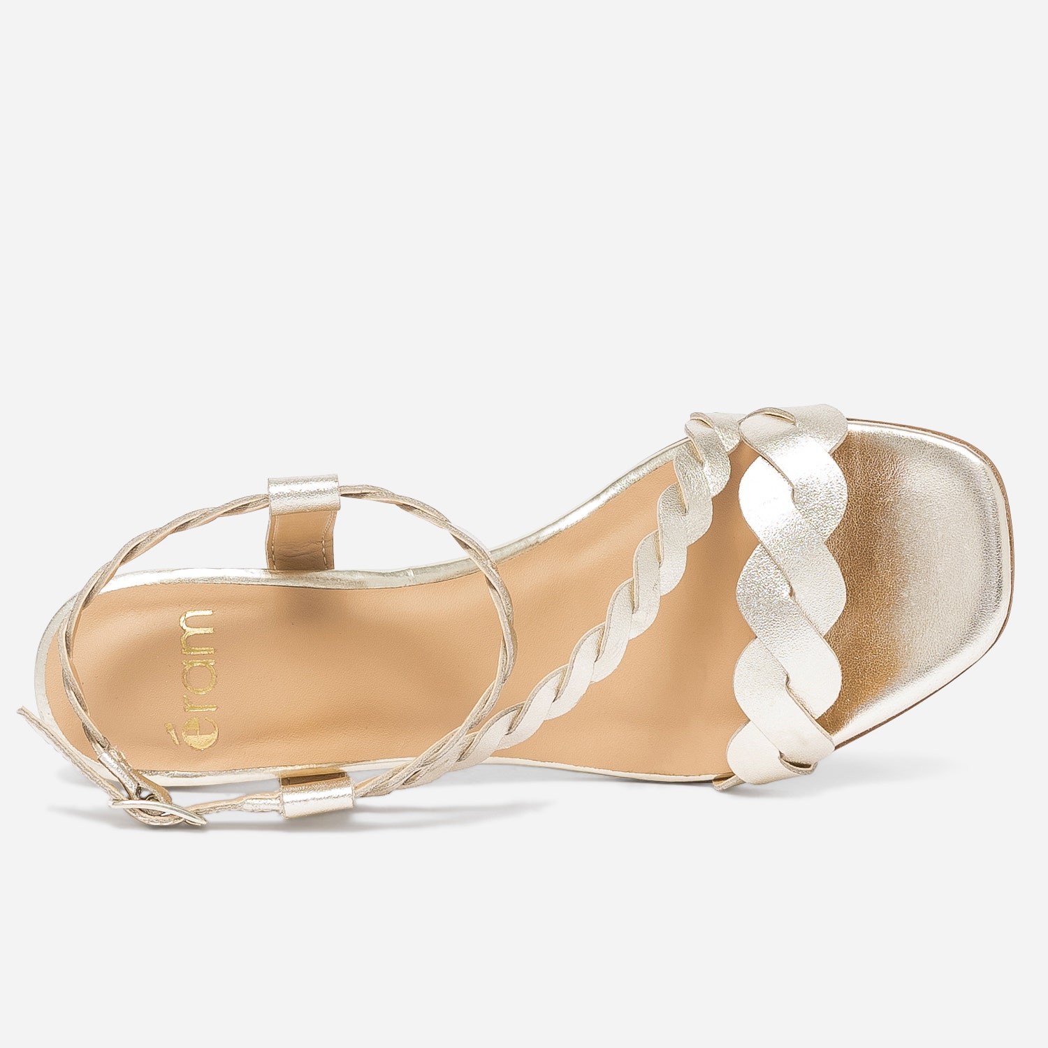Sandale dorée en cuir
