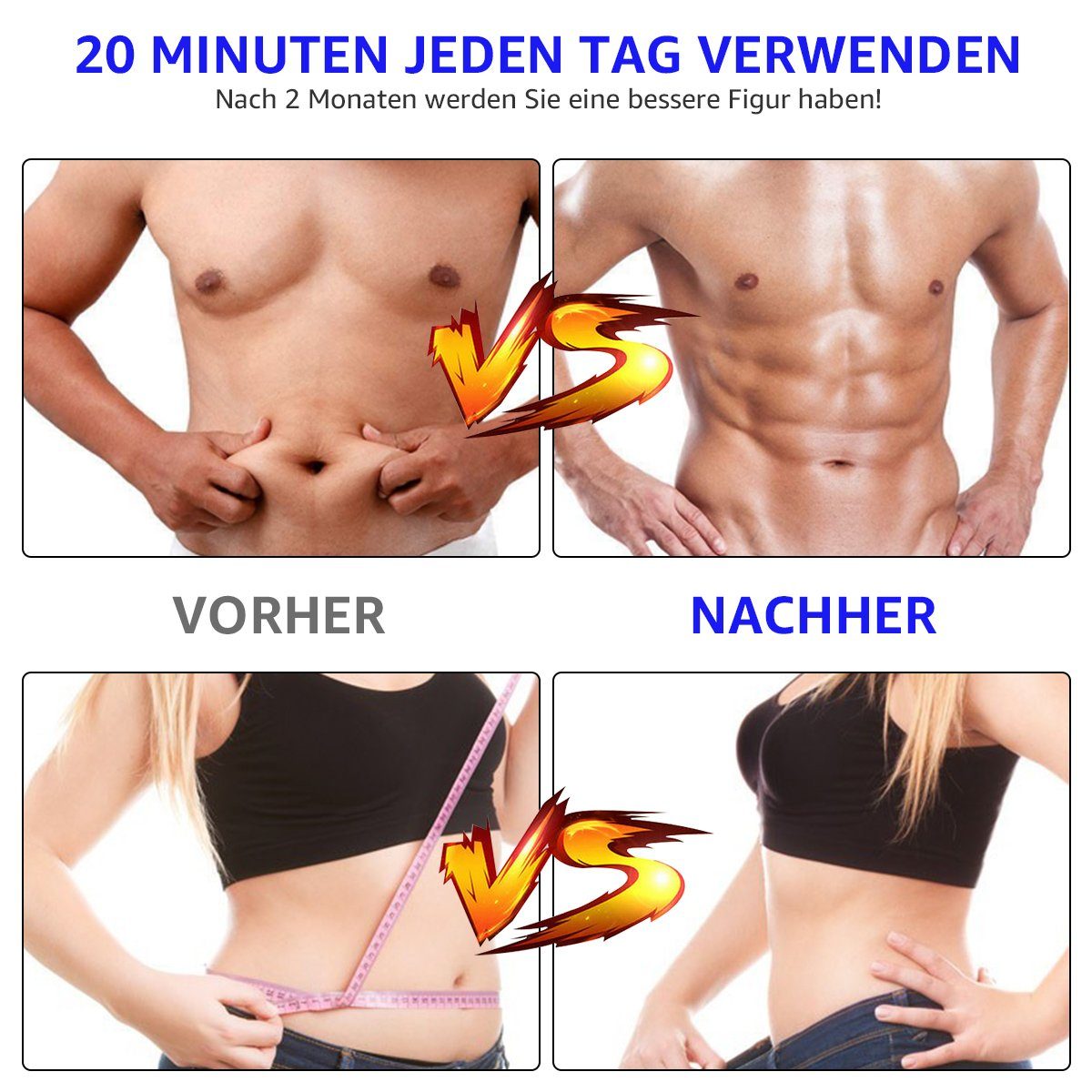 7Magic EMS-Po-Trainer, ABS-Trainingsgerät,6 Modi,9 Geschwindigkeitsstufen
