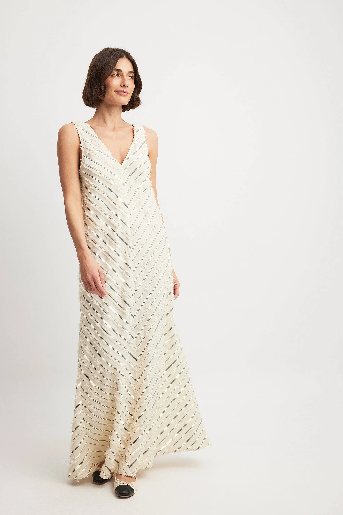 Ärmelloses Maxikleid mit Fransen