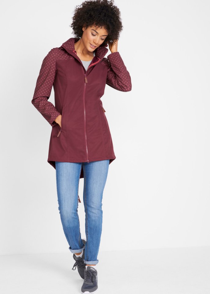 Bedruckte Softshelljacke, schlanker Schnitt, wasserabweisend