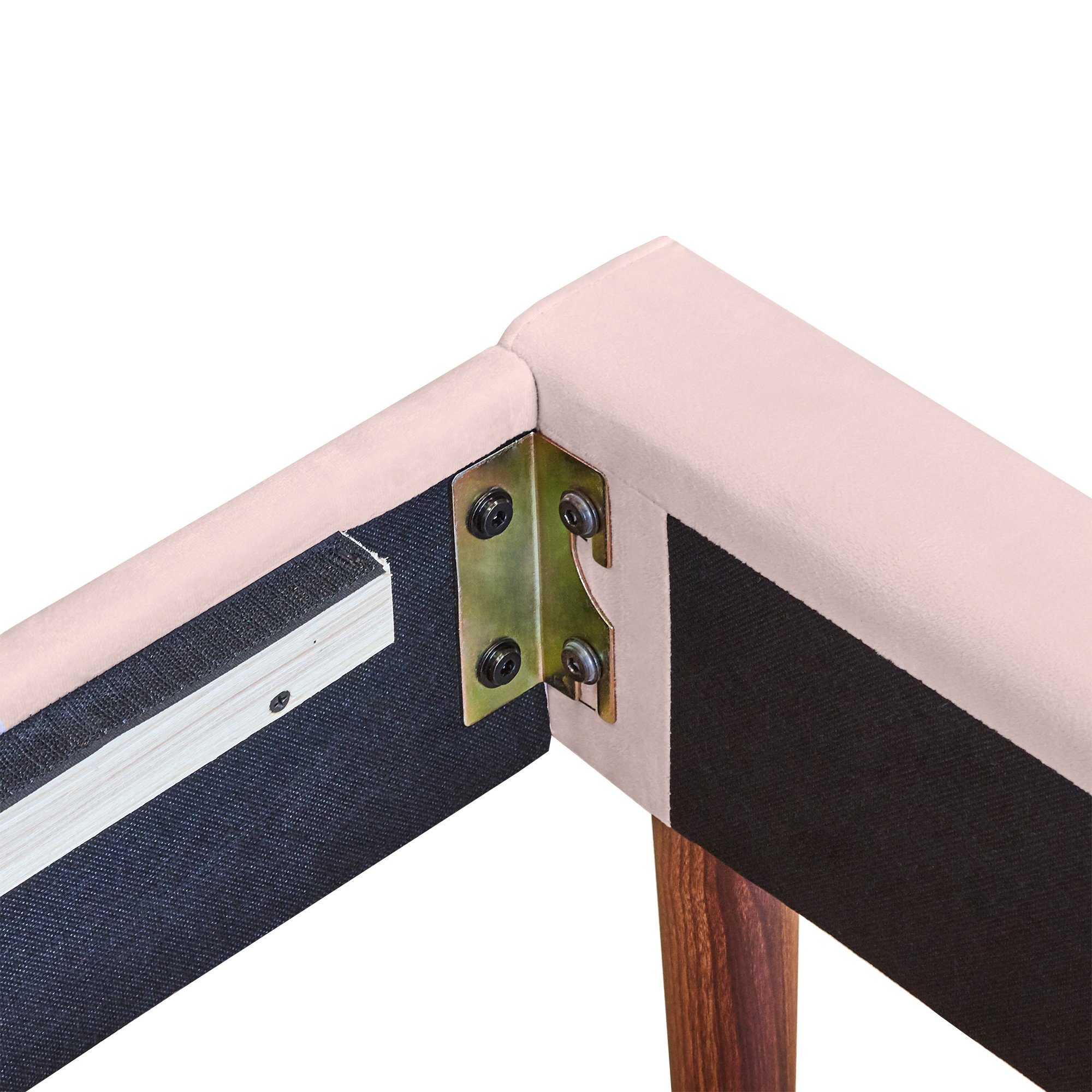 OKWISH Polsterbett Doppelbett Massivholzbett (90*200 mit Lattenrost und Kopfteil ohne Matratze), Holzlattenunterstützung, Einfache Montage