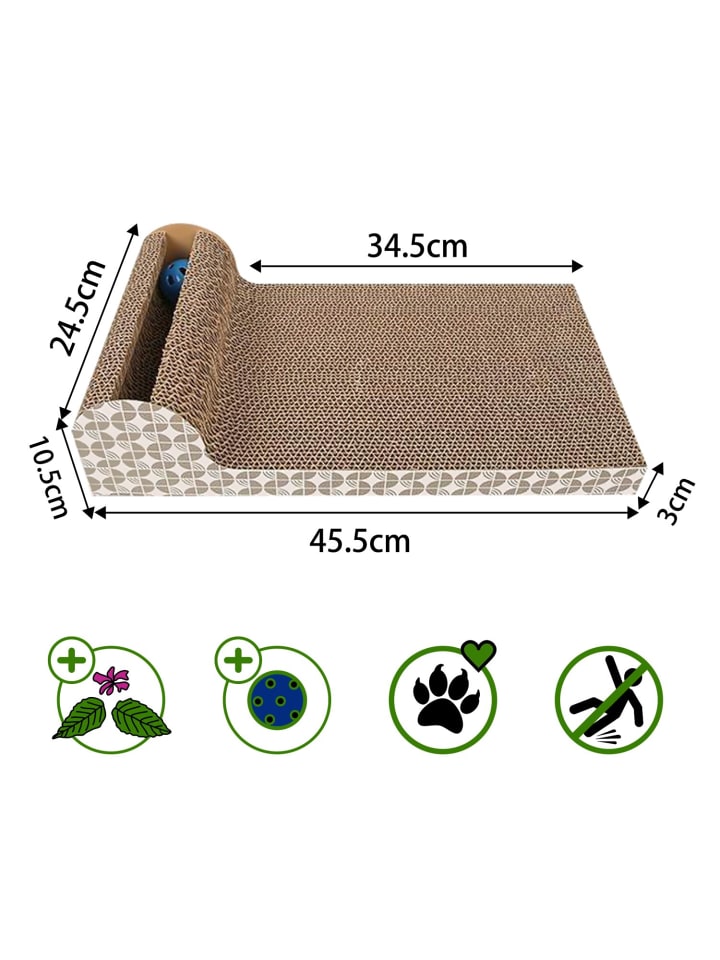 Intirilife Katzenkratzbrett Katzenspielzeug in Braun - 45.5 x 24.5 x 10.5 cm günstig kaufen onesize