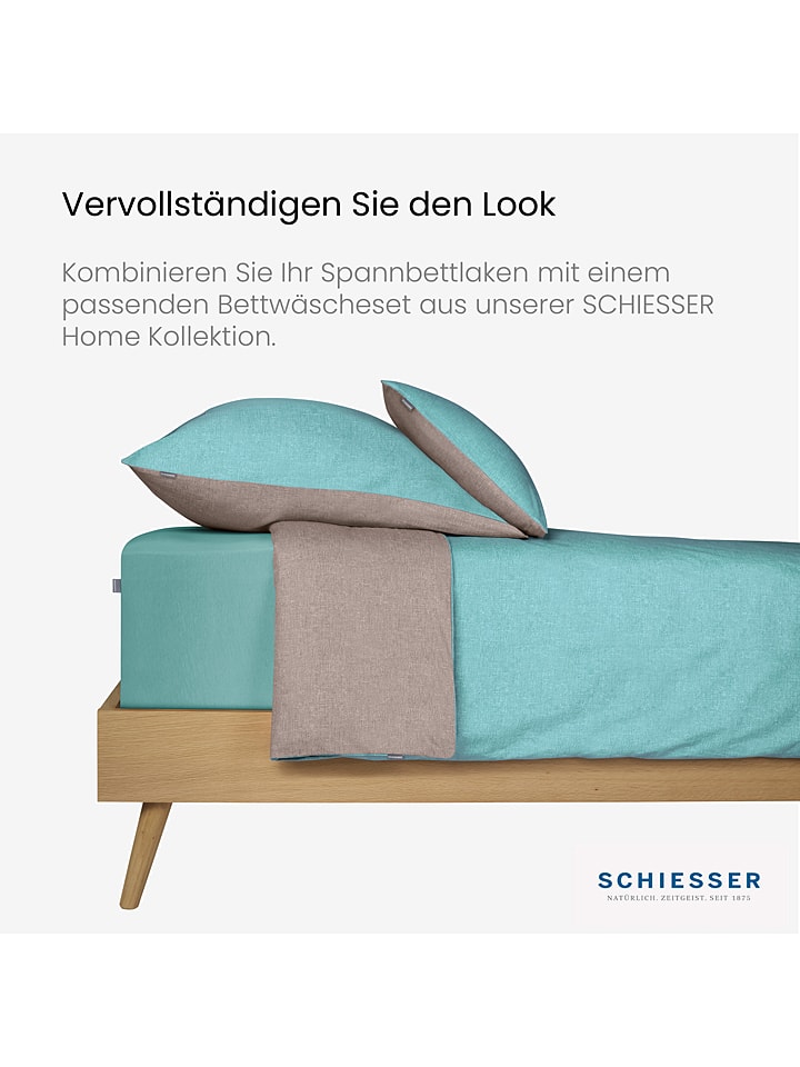 Schiesser Jersey-Spannbettlaken in Türkis günstig kaufen